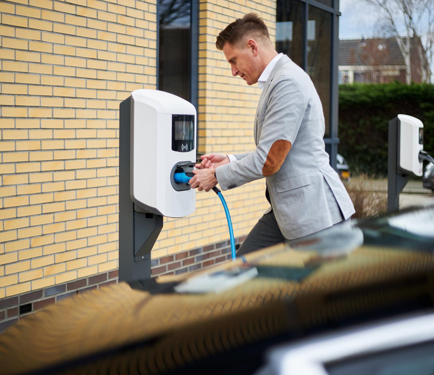 Man charging his car